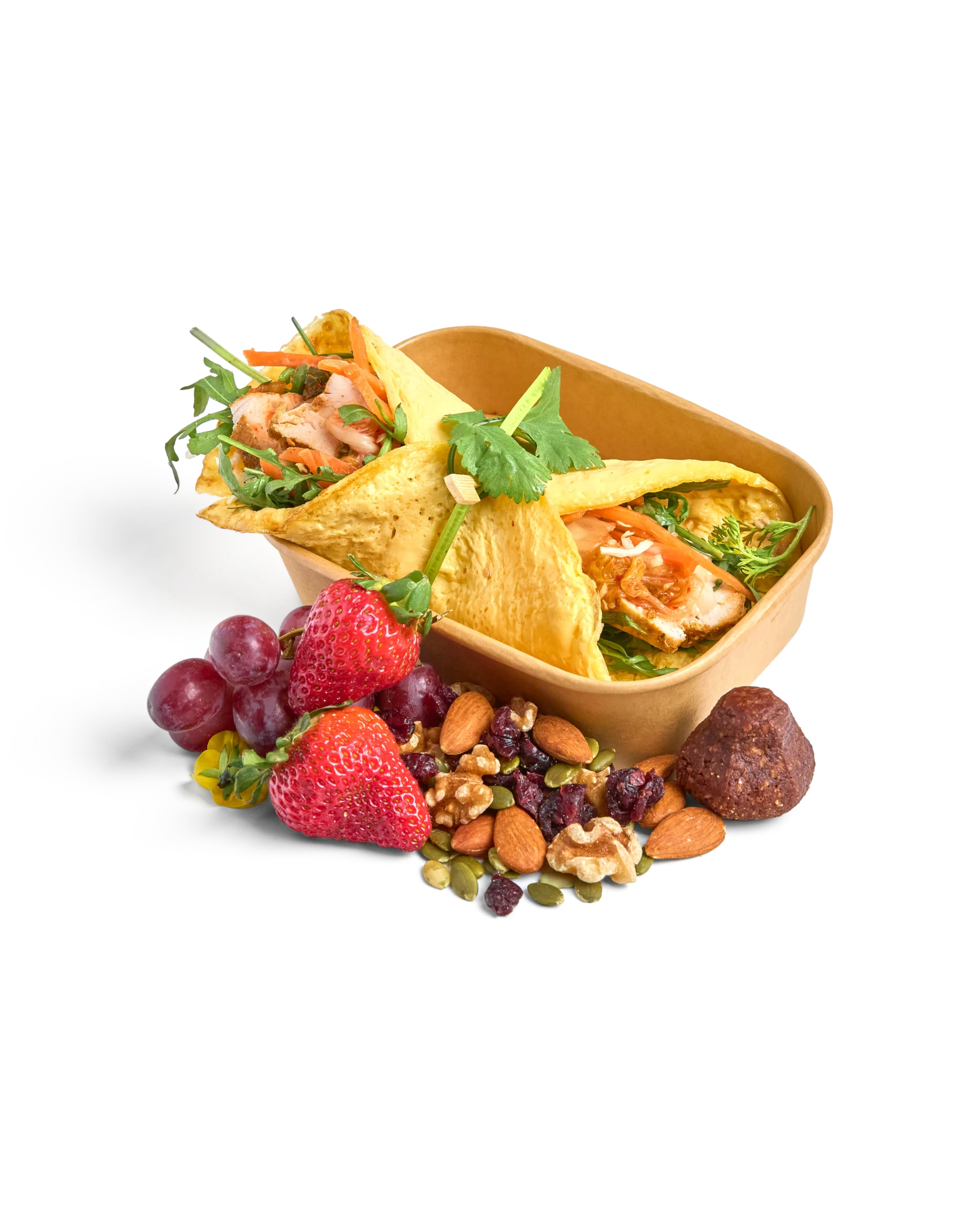 Low Carb - Omelette Chicken Wrap Box, Bliss Ball & Seasonal Fruit
