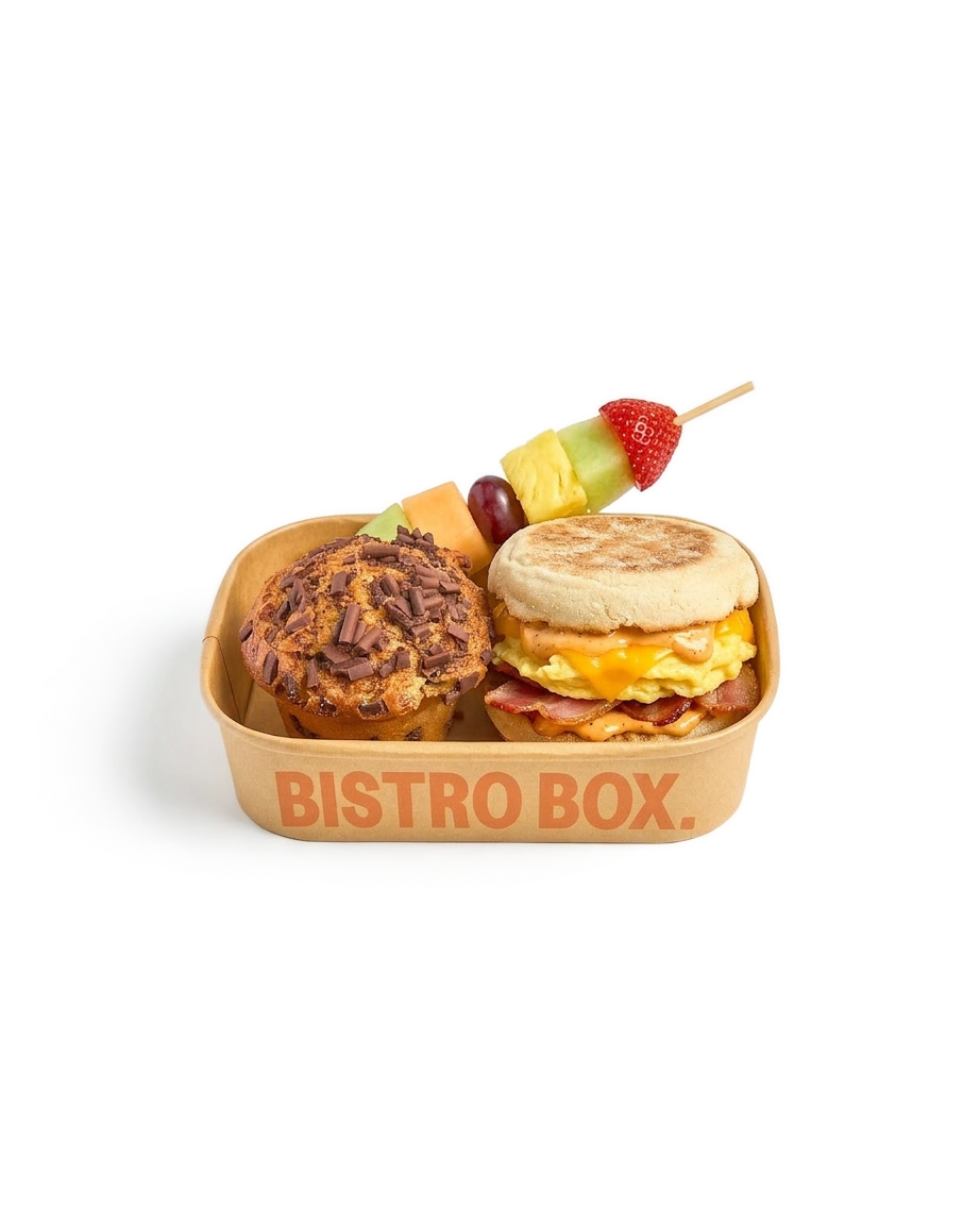Breakfast Sammy, Seasonal Fruit & Muffin
