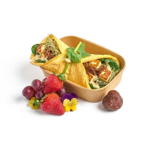 Low Carb – Omelette Vege Wrap Box, Seasonal Fruit & Bliss Ball